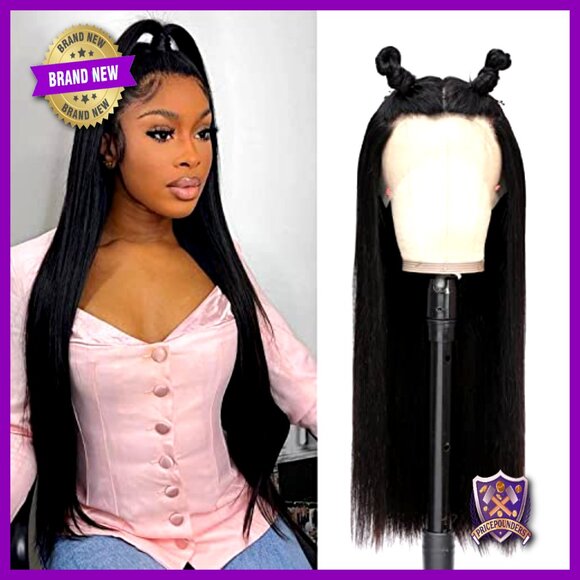 13x4 Straight Human Hair Lace Front Wig 24 Inch Glueless Pre Plucked main image 4